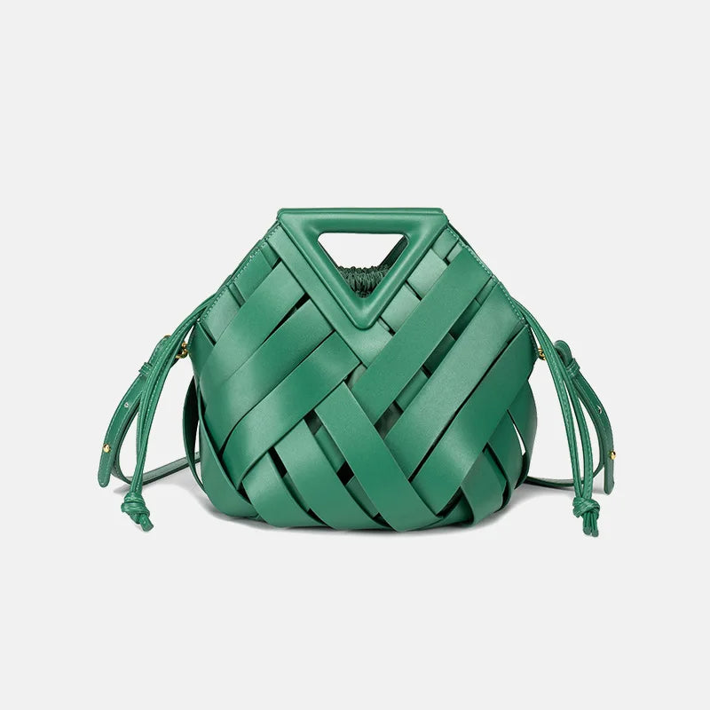New Design Luxury Fashion Woven Genuine Leather Handbag French Portable Retro Trend Shoulder Bag