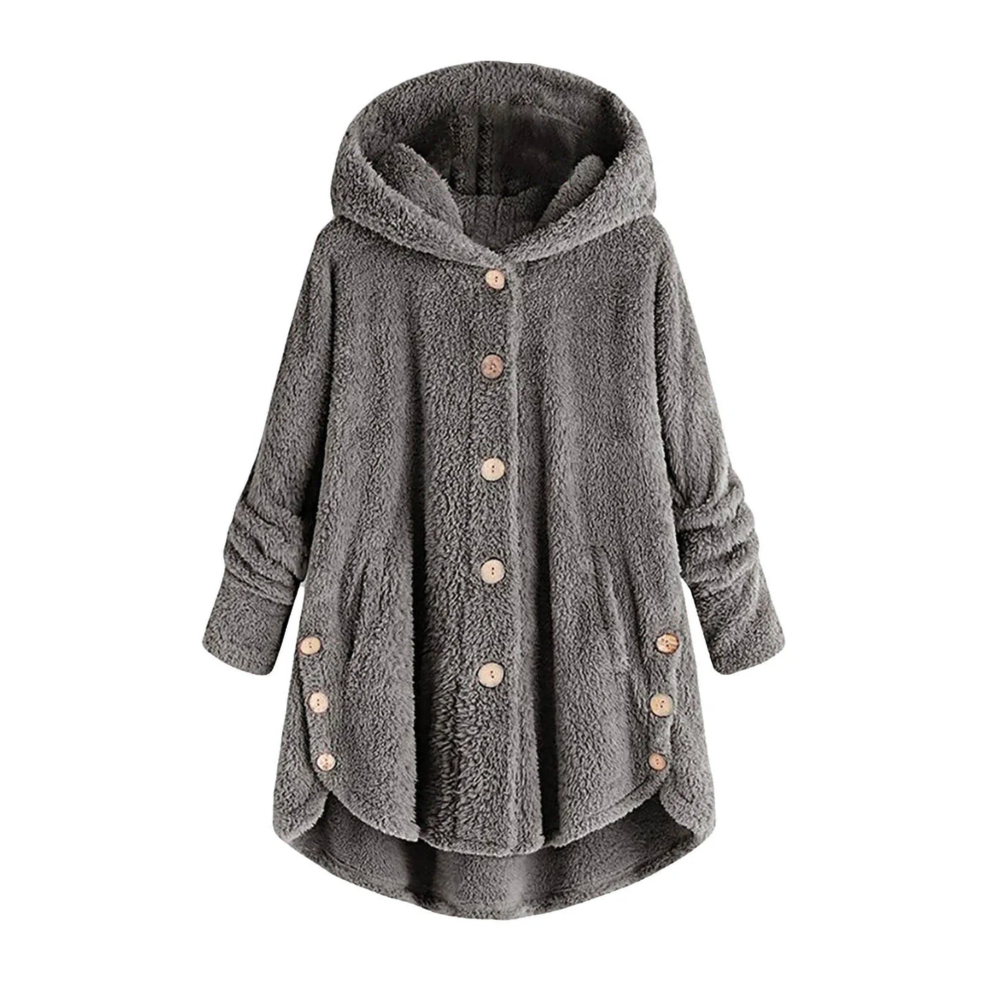 Autumn Winter Warm Teddy Female Plush Hooded Jacket.  S-5X