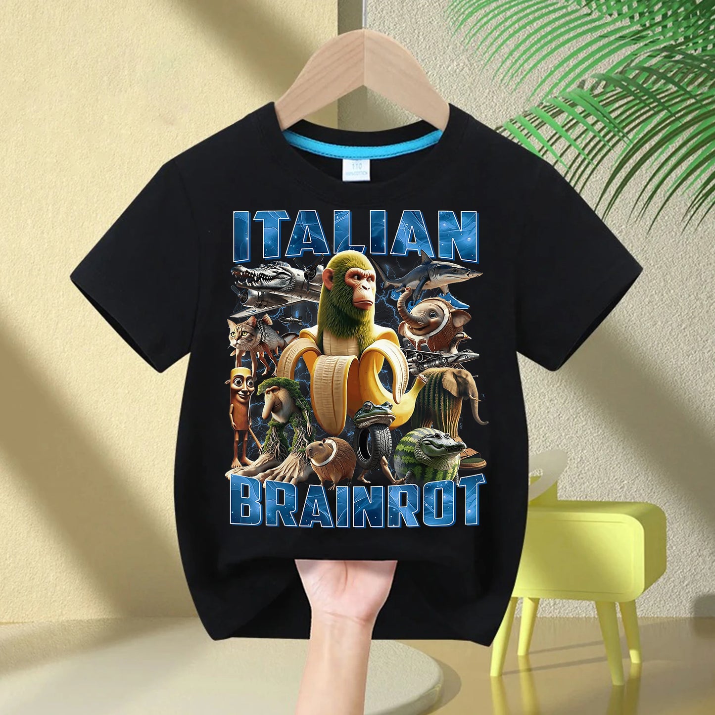 Italian-Brainrot Children's T-shirt Boys /Girls Short Sleeve Breathable 2025 Funny Italian Tee.