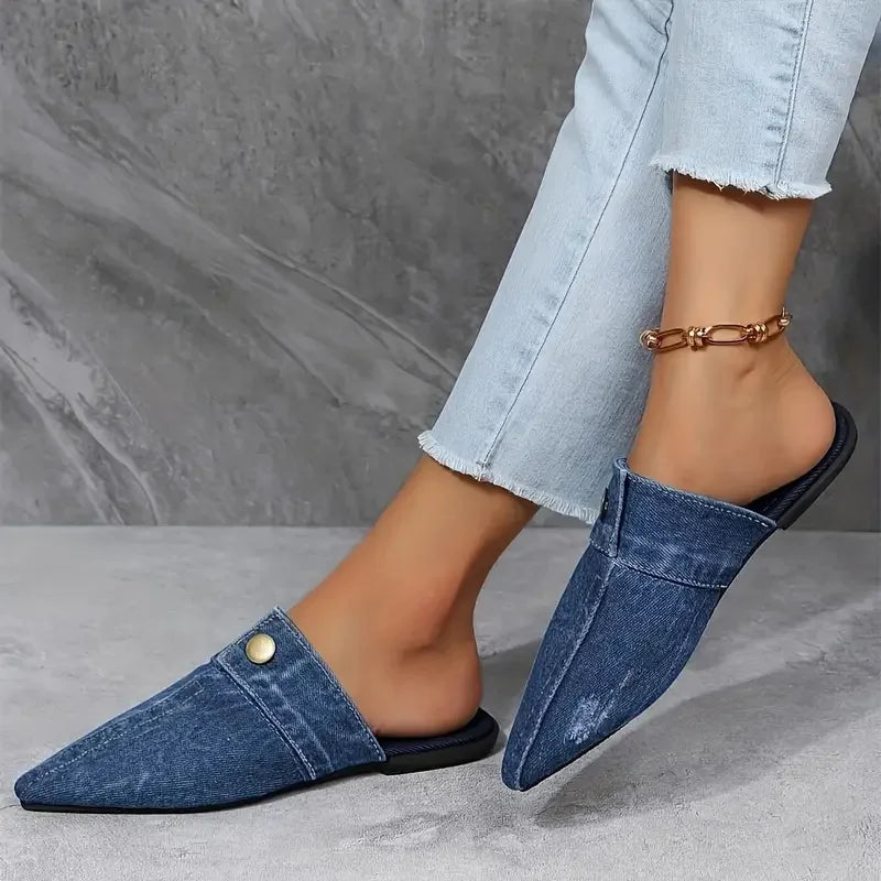 Women Comfortable Versatile Slip-On Denim Flat 2025 New Slides For Everyday Wear