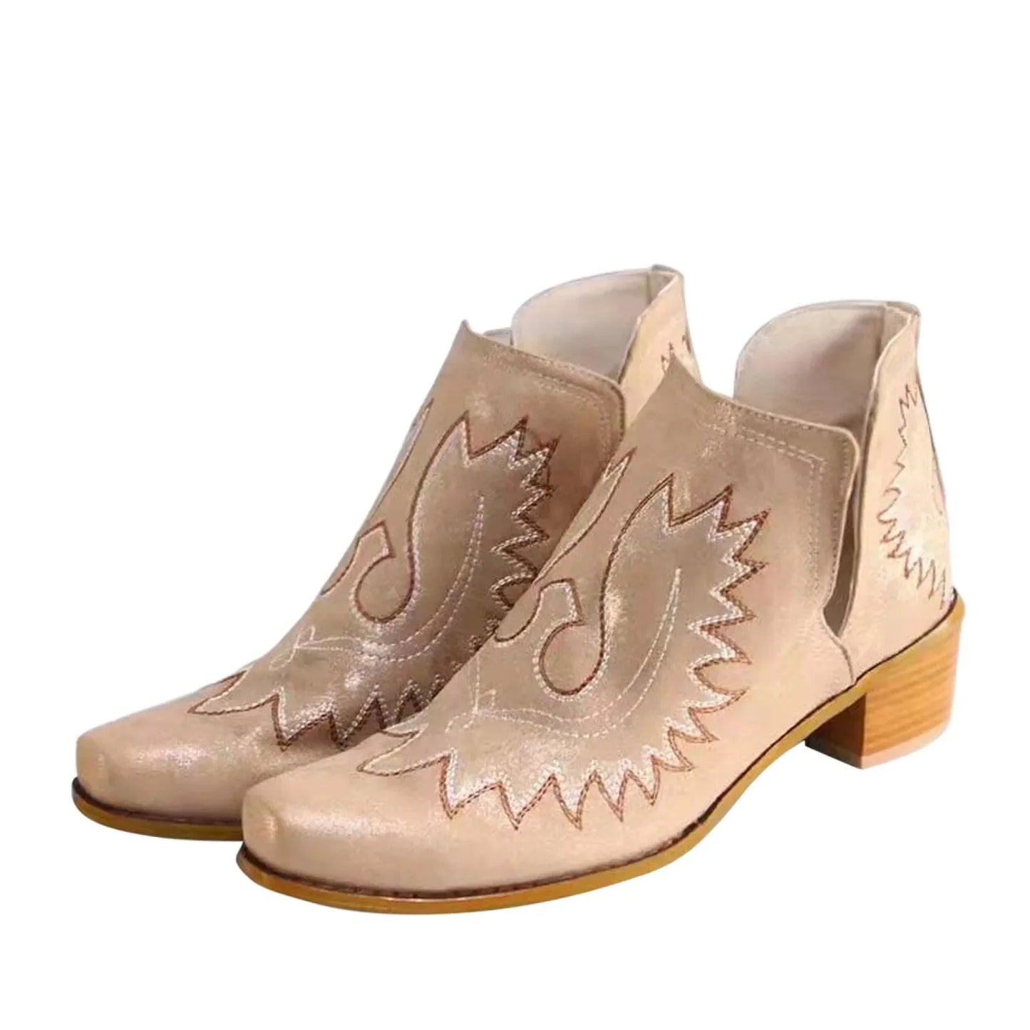 Women Flower Embroidered Cowboy Ankle Boots Casual Comfortable Boot/Shoe. 36-43