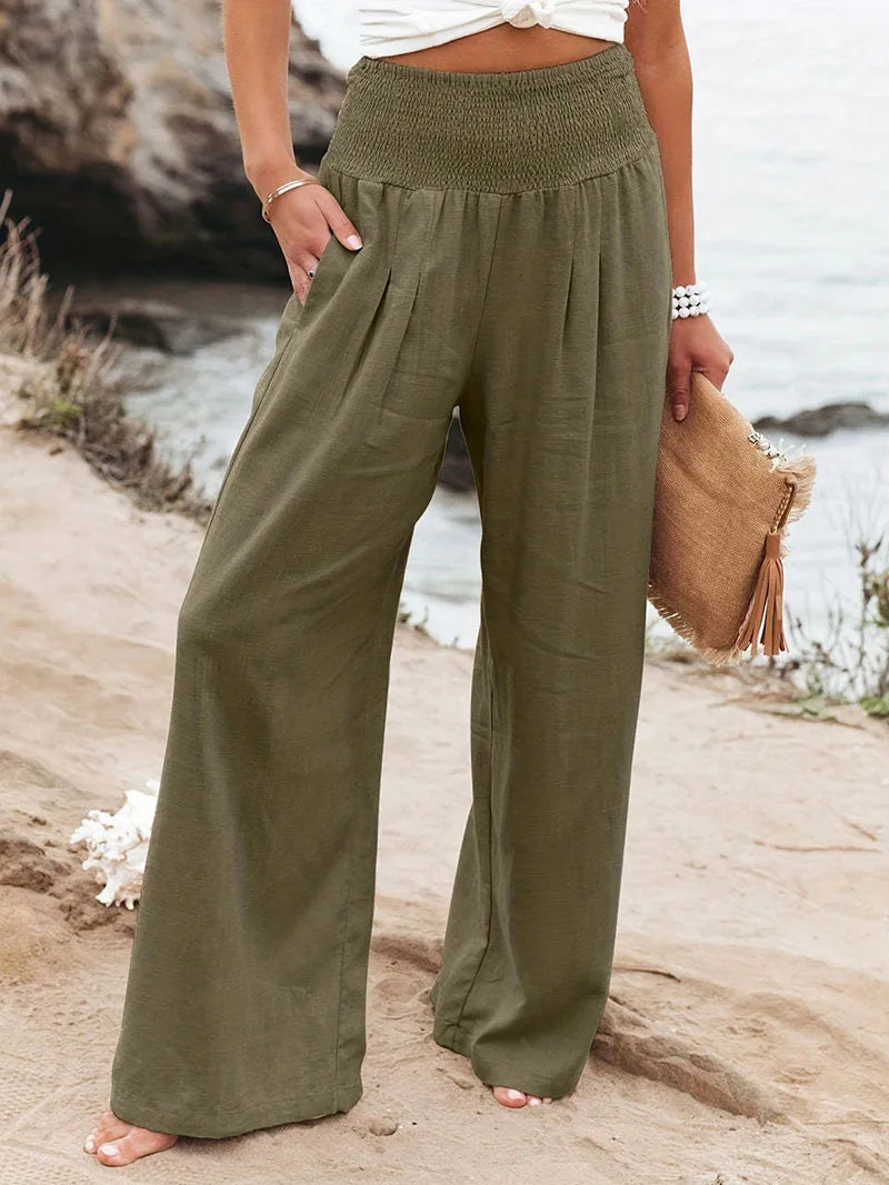 Women's Casual Pants, Casual Style, Comfortable Mid Waist Long Pants.  S-2X