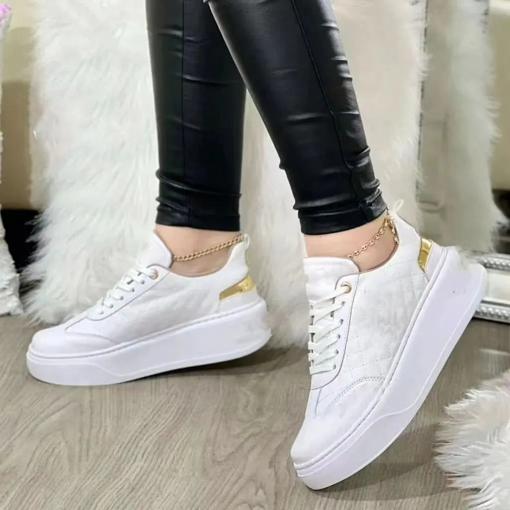 Woman Casual Comfortable Sneakers Round Toe Platform Lace Up Female Vulcanized Shoe/Loafer