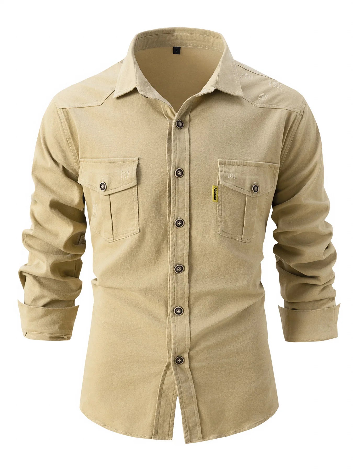 European men wash stretch cotton linen casual fashion business long sleeve Shirt.  Sz: S-3X