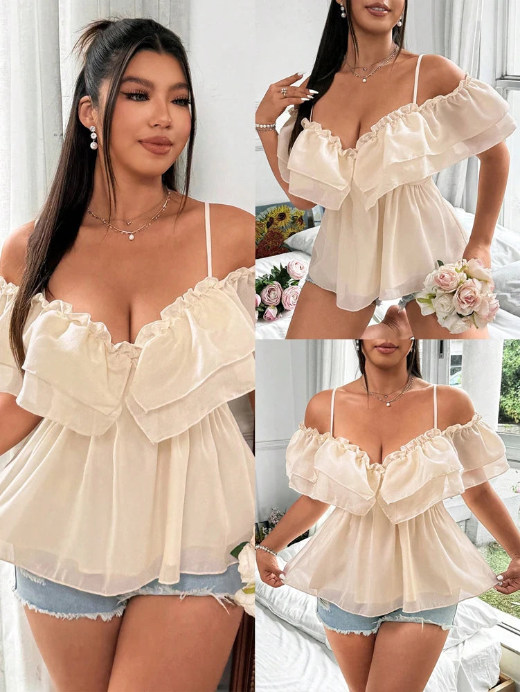 Plus Size 2025 New Women's Sexy Slim Blouse