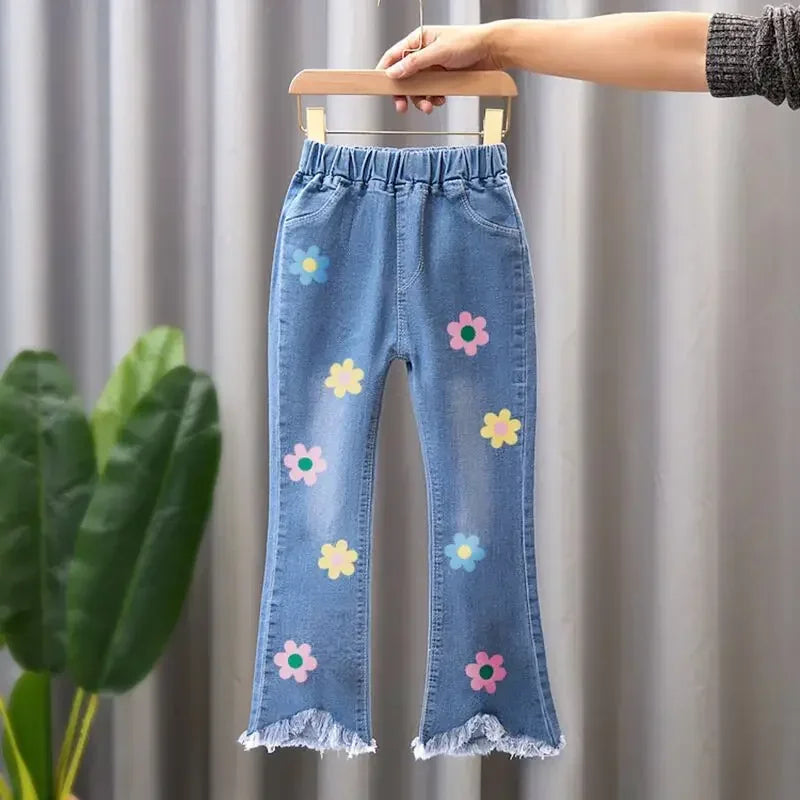 Girls Jeans Pants New Kids Denim Trousers Children Fashion Bell Bottoms New Spring Autumn Jeans Pant Cute Baby Girl Casual Pants
