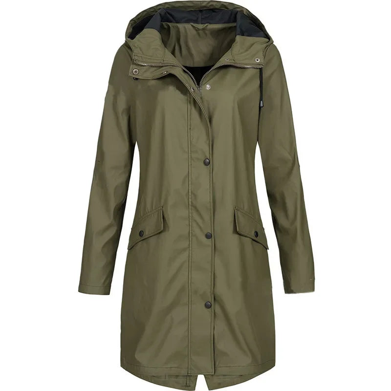 New Autumn Winter Outdoor Solid Zipper Mountaineering Jacket  Mid length Women's Windbreaker Not Waterproof.   S-3X