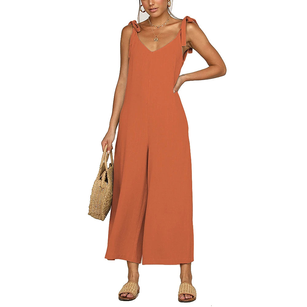 Summer women's bow knot  jumpsuit.  S-3X