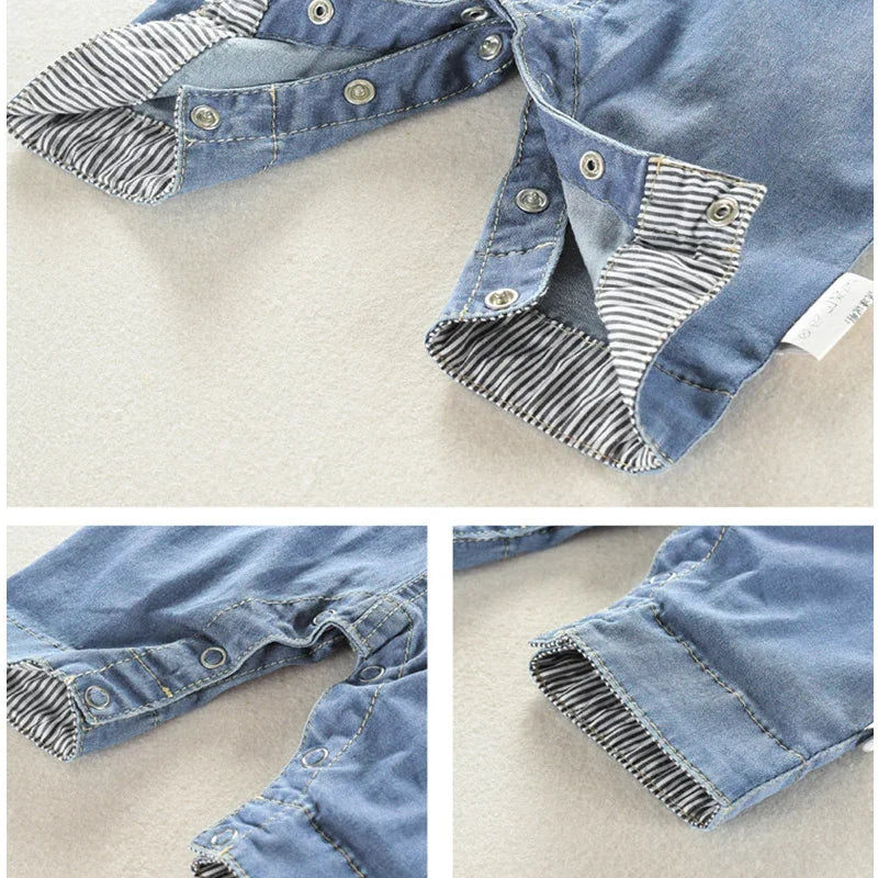 DIIMUU Baby Children Boys Clothing Toddler Overalls Denim Pants Fashion Kids Casual Jumpsuits Long Sleeve Trousers