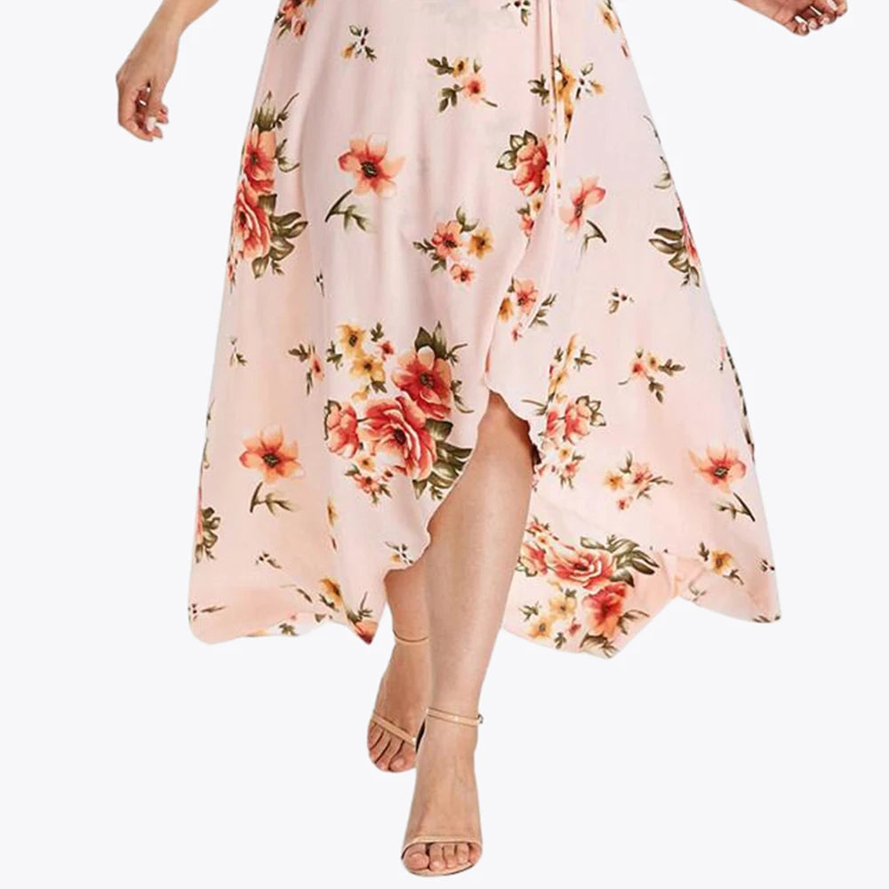 New Fashion Printed Dress for Women Summer Flower Print Plus Size Loose Fit Sling Dress