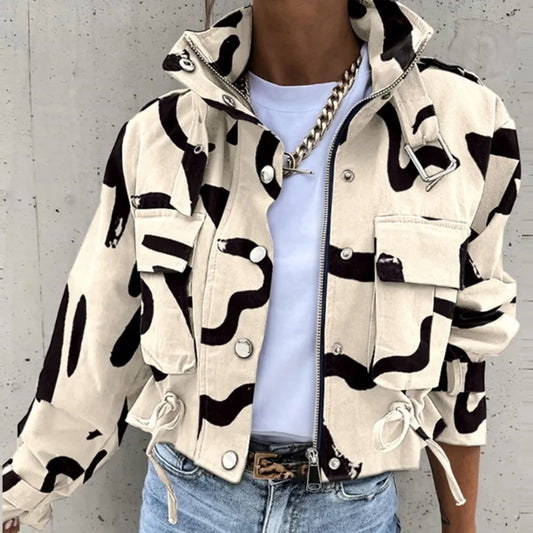 Woman Jacket Elegant Slim Pocket Button Design Long Sleeve.  S-2x
