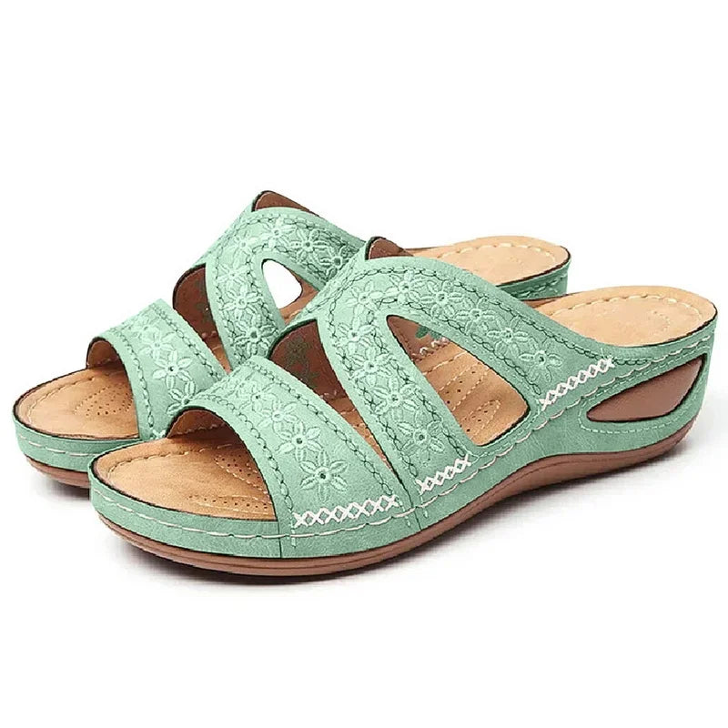 Premium Quality Orthopedic Open Toe Sandals Vintage Anti-Slip Leather Casual Female Platform European Style Shoe