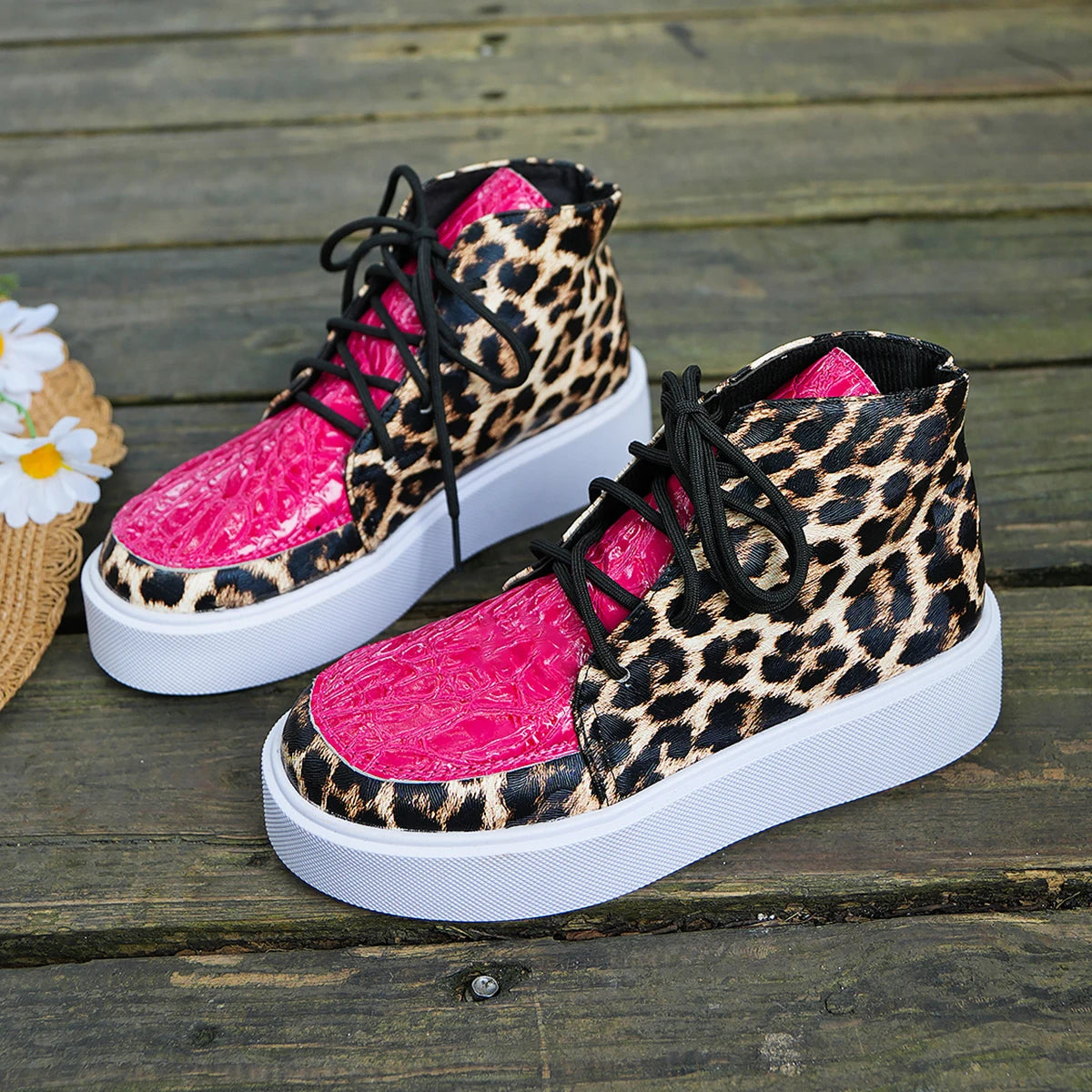 Woman's Sneakers Flats Casual Comfortable Urban Fashion Leopard Print