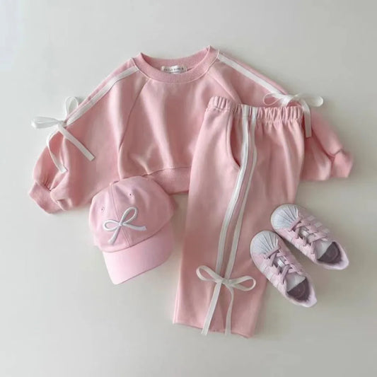 Girls Set All Season Sporty Baby Girl Butterfly Knot Two-Piece Set