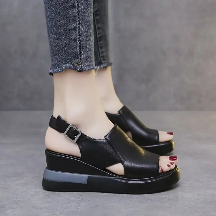 Summer Wedge Platform Very Comfortable Sandals Fashion Soft Solid Colour.