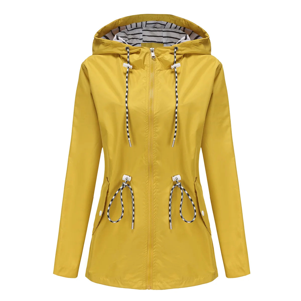 New long-sleeved waterproof long windbreaker, women's hooded raincoat.  S-3X