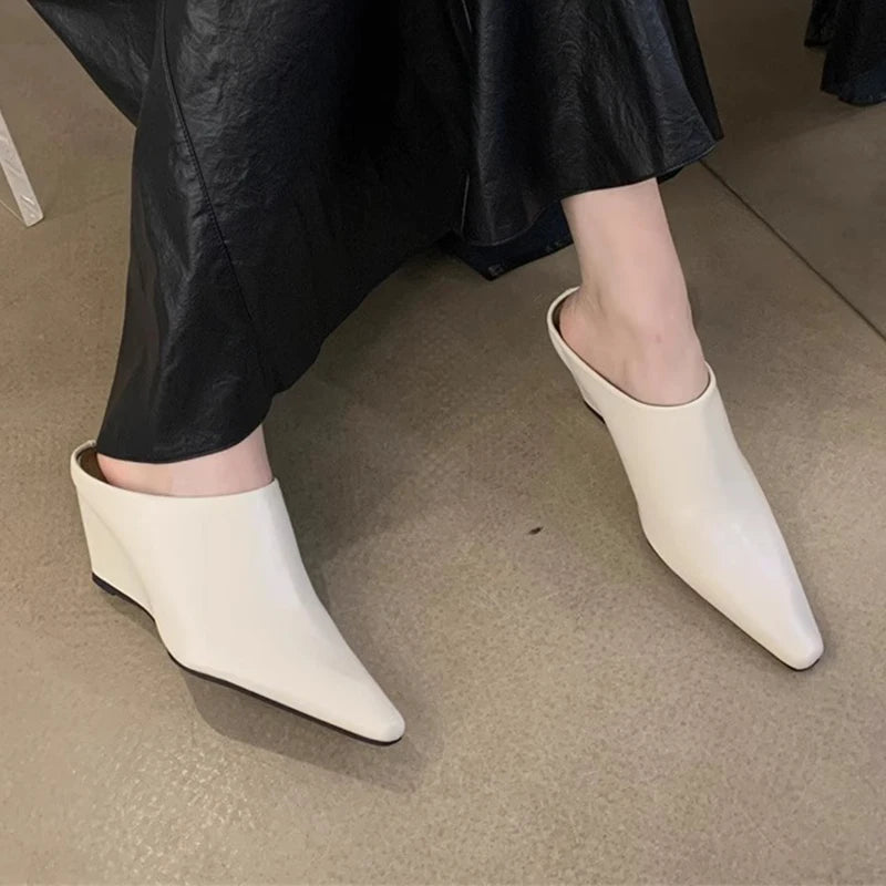 Quality Women Platform  Wedges Pointed Toe Shoe Summer Designer 2025 Sexy Mule/Sandal.  Mujer
