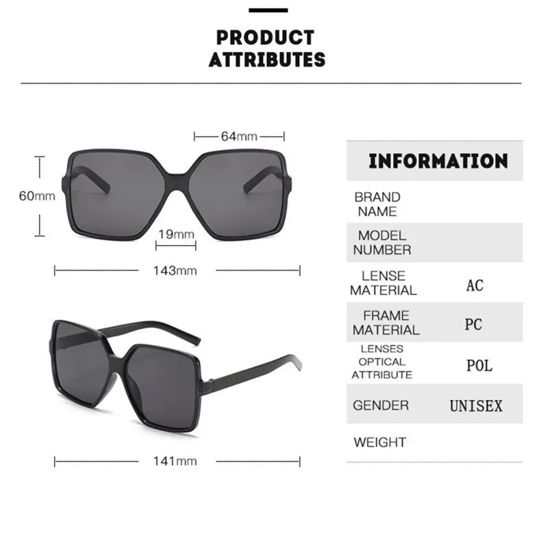 Fashion Oversized Sunglasses Women Big Frame Gradient Sun Glasses UV400