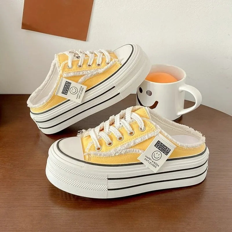 New Women's Canvas Breathable Casual Sport Thick Soled Shoes .