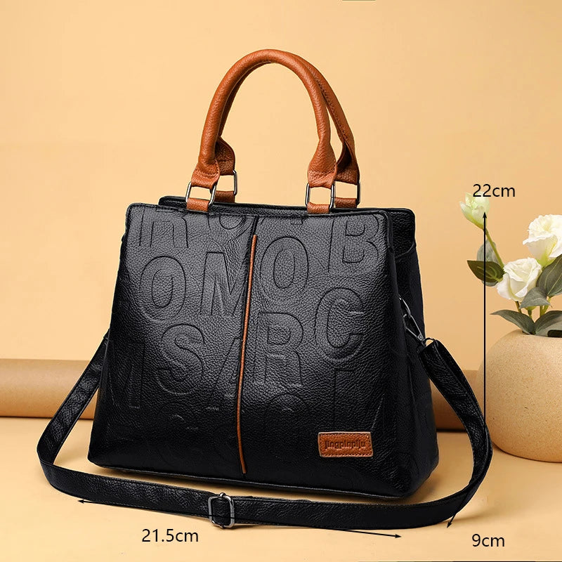 PU Leather Casual Cross-body Bag for Women Luxury Designer Tote Handbag Large Capacity Shoulder Bag