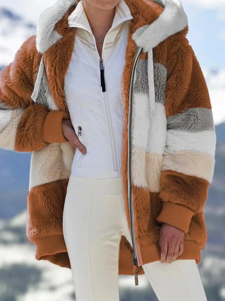 Women's Long Teddy Bear Coat Warm Thickening Fleece Faux Fur Coat Plush Women's Coat ..  S-5X