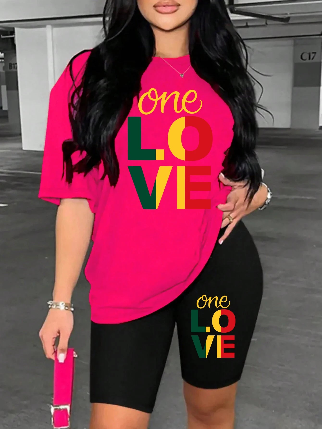 High Quality One Love Printing Women Breathable Soft 2 Piece.  S-3XL