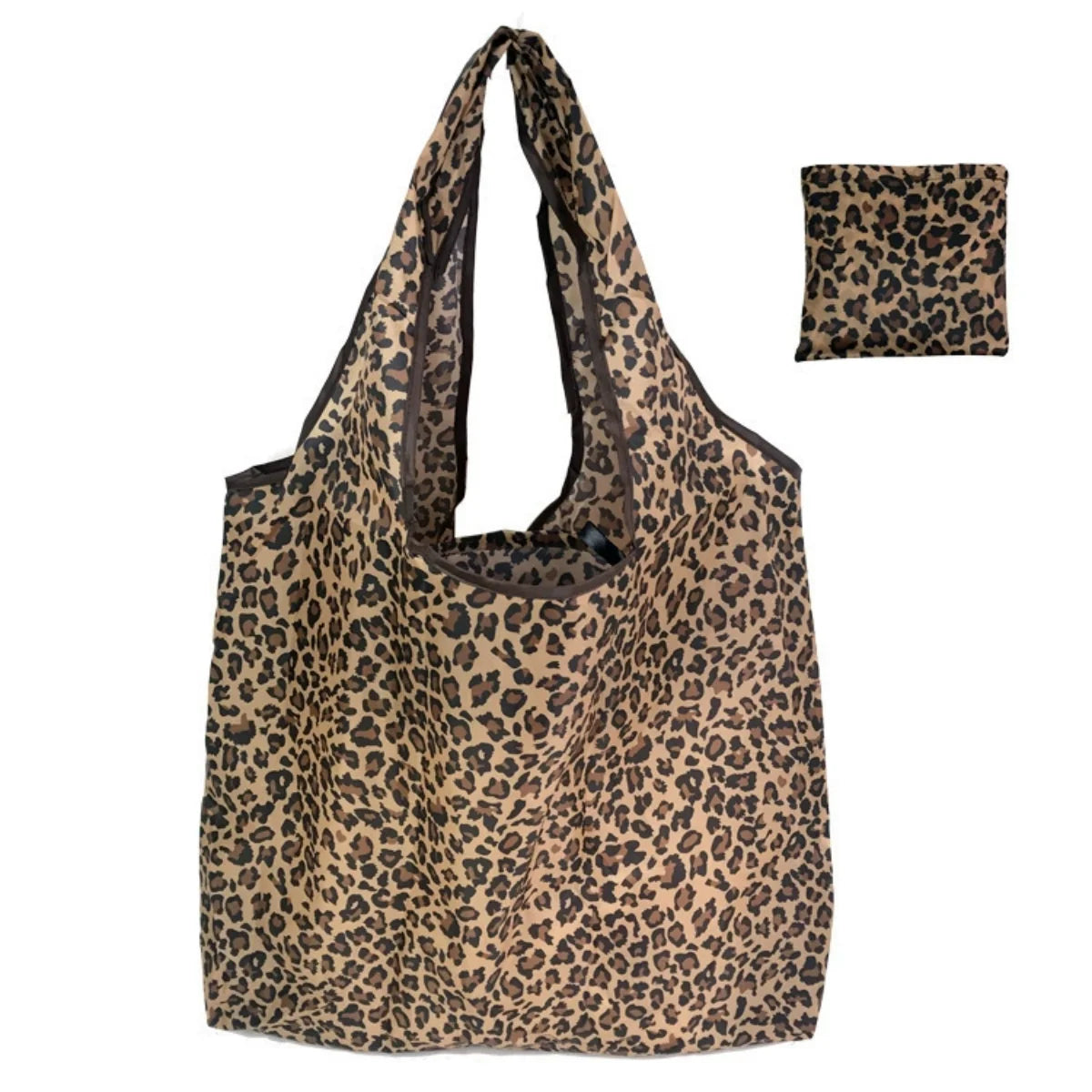 Large Capacity Leopard Print Hand Shopping Bag Women's Daily Folding Handbag (machine washable)