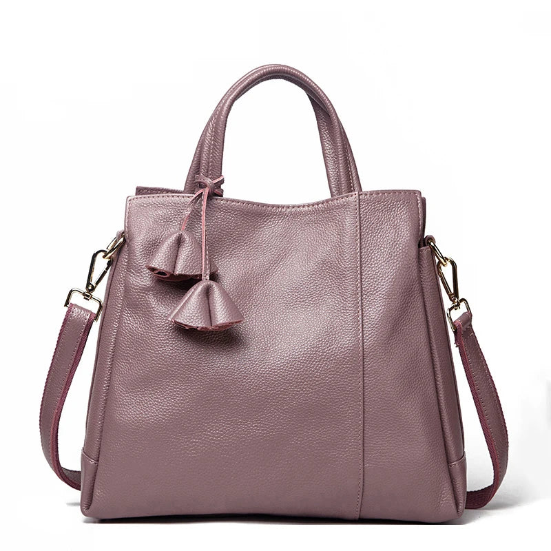 Cowhide women's handbag casual versatile black daily commuting single shoulder cross-body tote bag