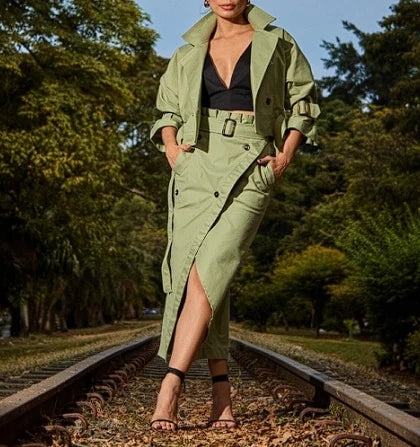 Women's Casual Two Piece Outfit Jacket +Skirt Set for Women 2 Piece.   S-XXL