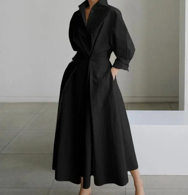 Women Fashion Leopard Print Long Sleeve Swing long Elegant Dress .  S-5X