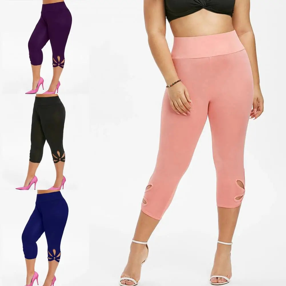 Curvy Size Ladies Capri Elastic Waist Slim Pants Can Dress Up Or Dress Down.