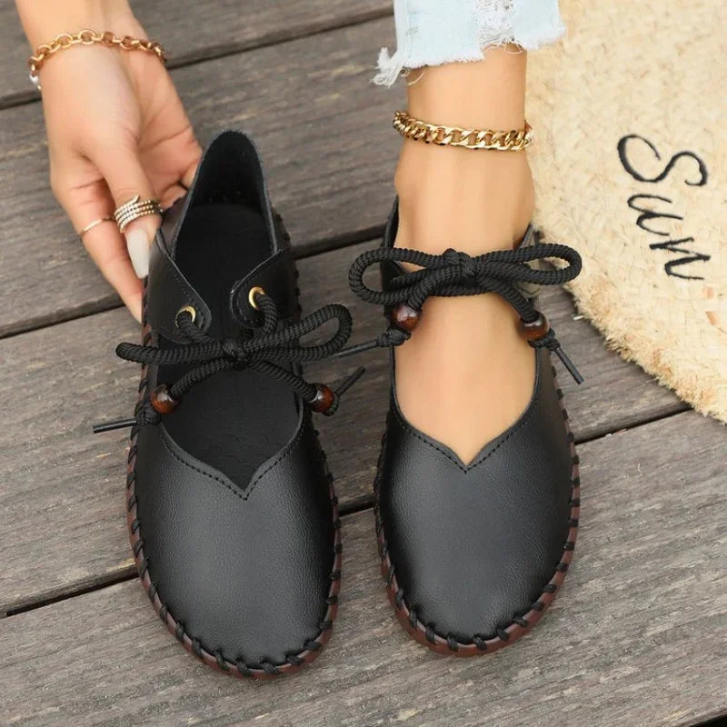 Women Casual Flats Fashion Lace Up Shoes