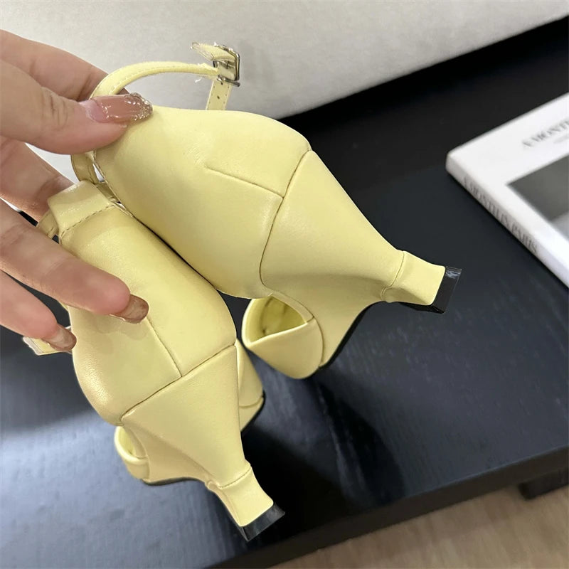 Spring Fashion Pointed Toe Slingback Wedge Heels Party Shoe