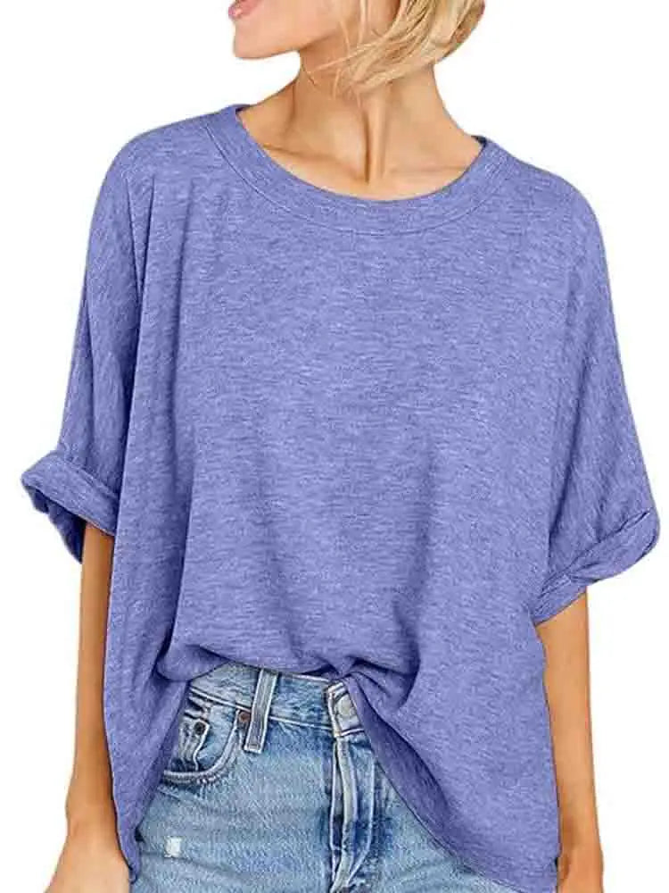 Women's  Quality Over size Short Sleeve Casual Loose Basic Tee.  S-2XL