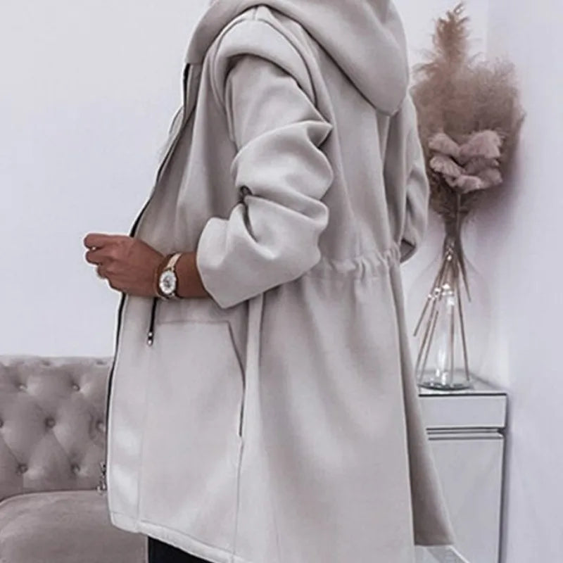 Fashion Casual Autumn and Winter Hooded Zipper Jacket Women's Clothing.  S-2X
