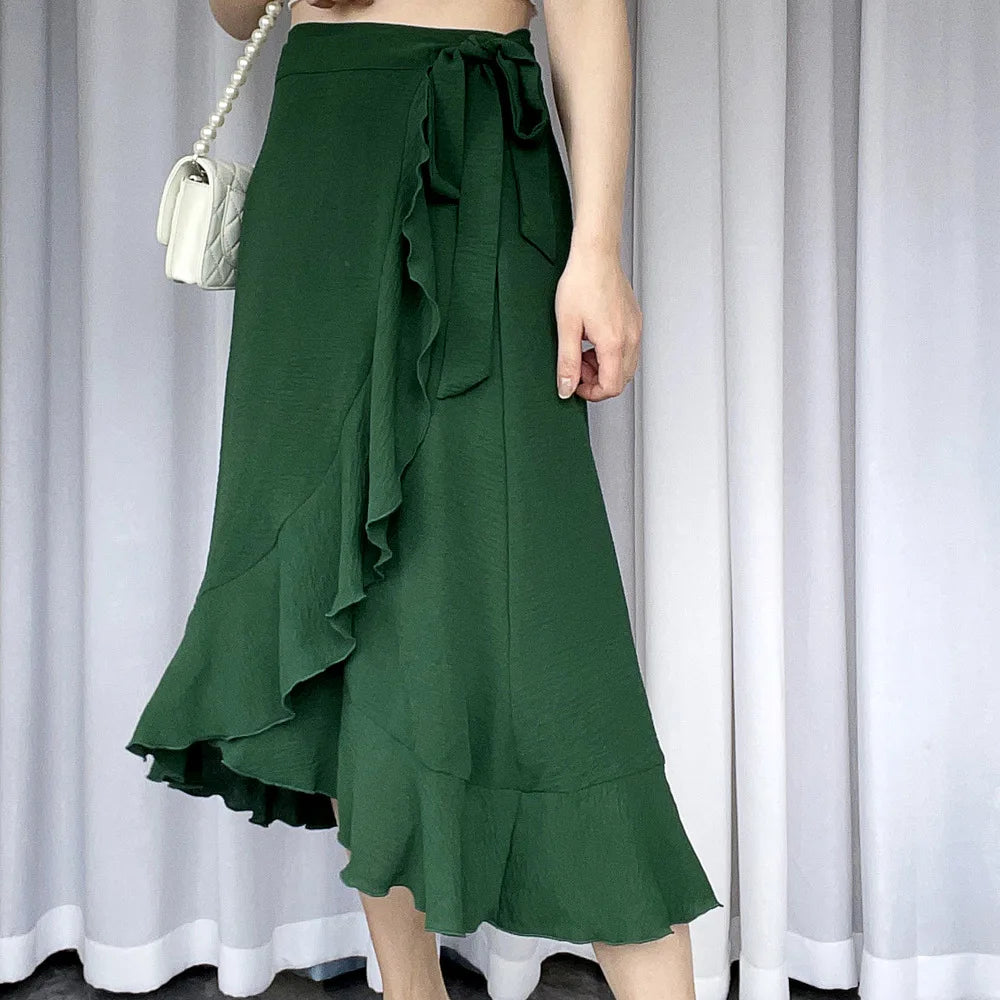 Women Summer Irregular Solid Colour Skirt.  S-XL