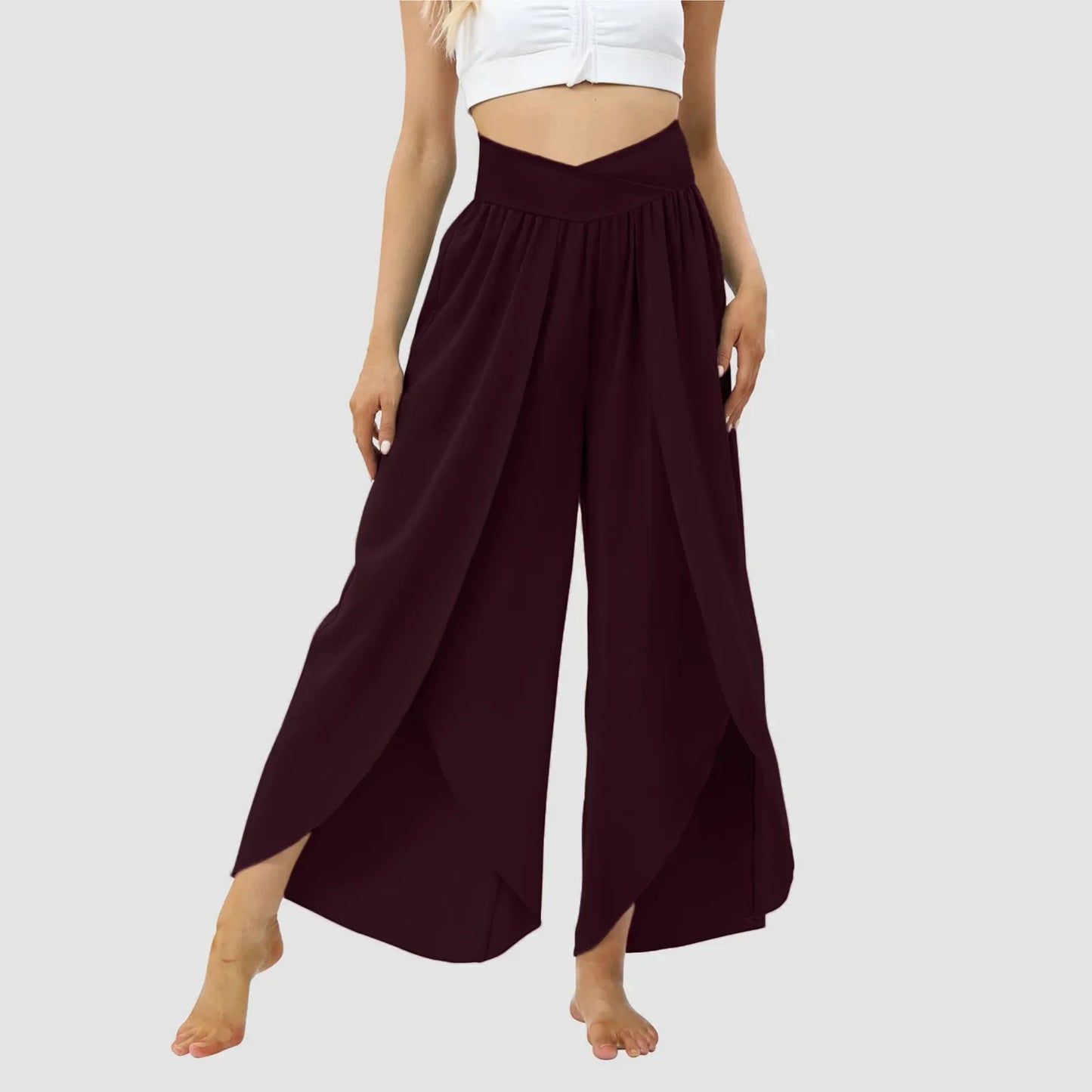Women Wide Leg High Waist Hippie Casual Wear Boho Palazzo Pants.  S-3X
