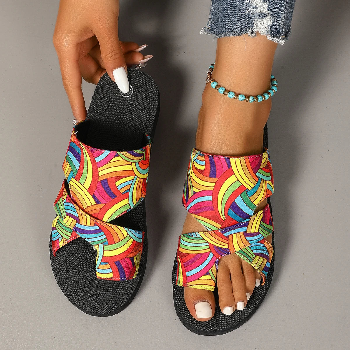 Women's Colourful Tribal Pattern Sandals Open-toed, Summer Women's Sandals