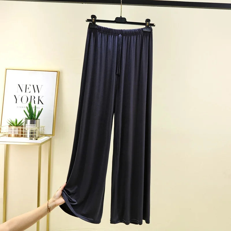 Plus size L to 6XL Women's wide leg pants high waist Loose Long solid colour Casual Pants