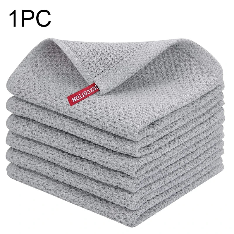 Cotton Rag Honeycomb Grid Dishcloth Towel Soft Absorbent Breathable Quick-drying Dish Cloth Hand Towels For Kitchen Cleaning