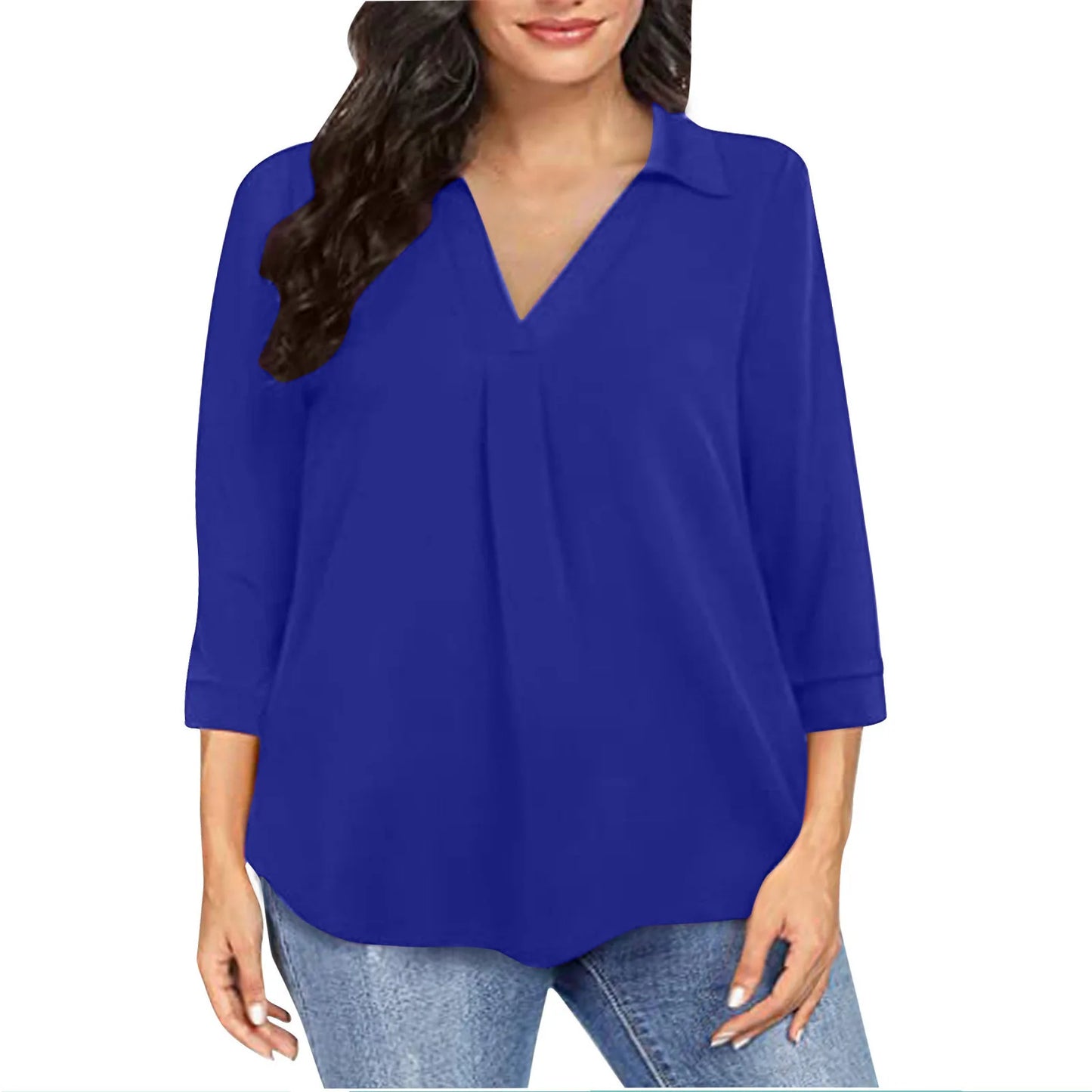 Women's Plus Size loose V-neck shirt top