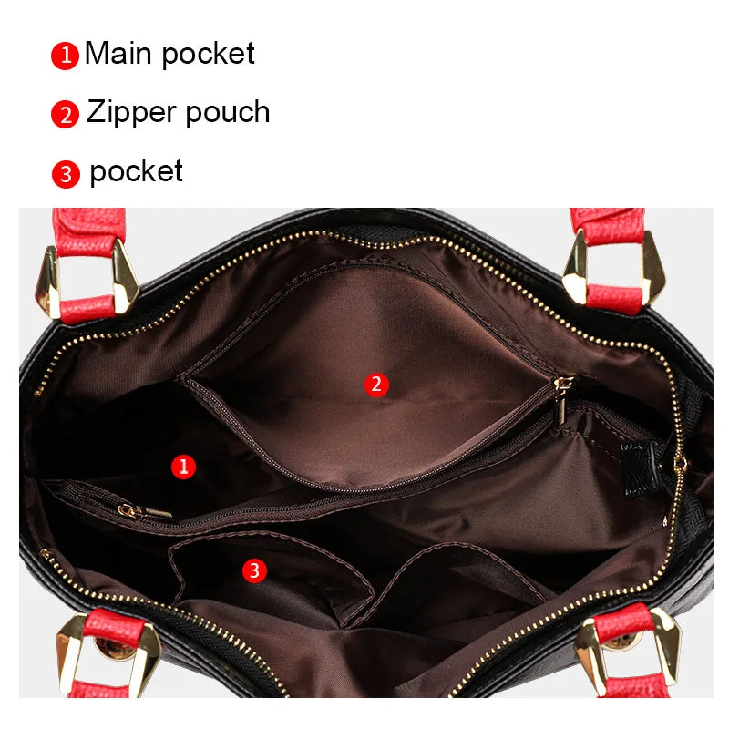 New Women's Cowhide Tote Bag Fashionable and Versatile Large Capacity Letter Printed Handheld Shoulder Bag