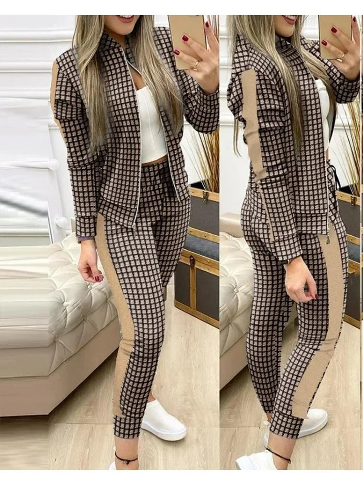Woman 2 Pieces Suit Zipper Jacket And  Pants Tracksuit Casual 2025 Set.  S-XL