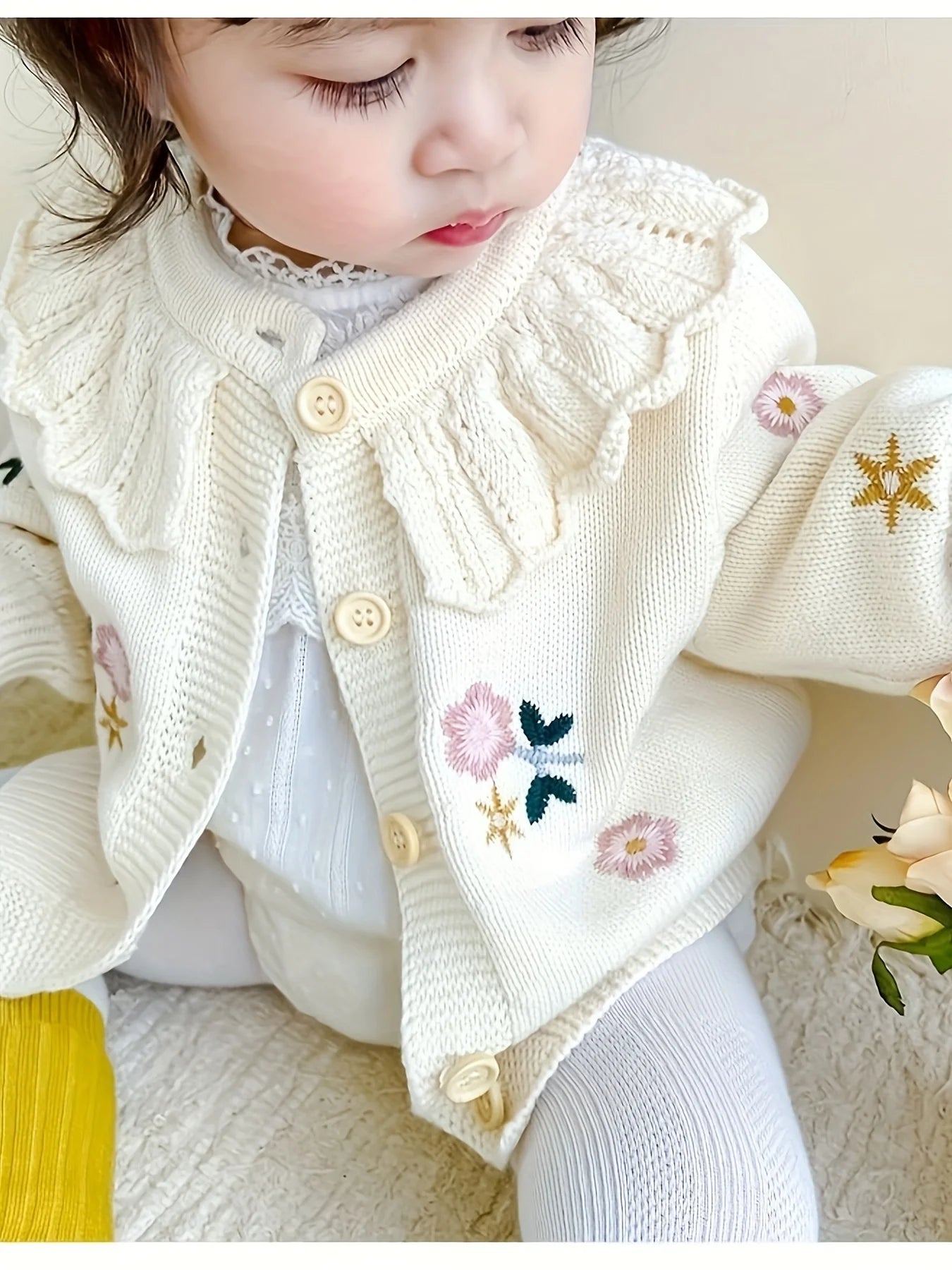Autumn and Winter Baby Knitted Cardigan Baby Girl Tops Toddler Winter Baby Style Warm Sweater