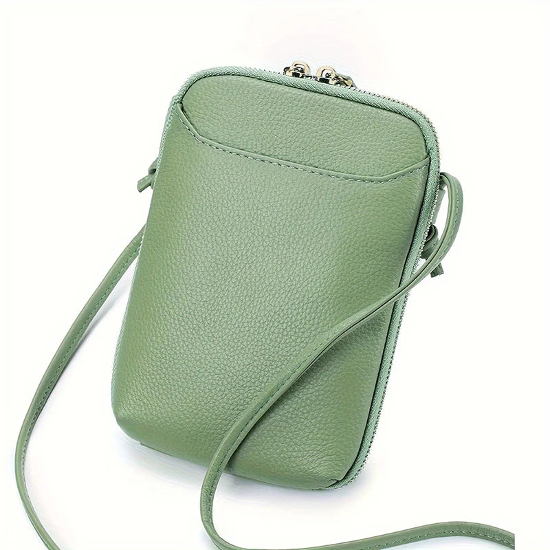 Genuine Leather Zipper Cross-body Shoulder Bag