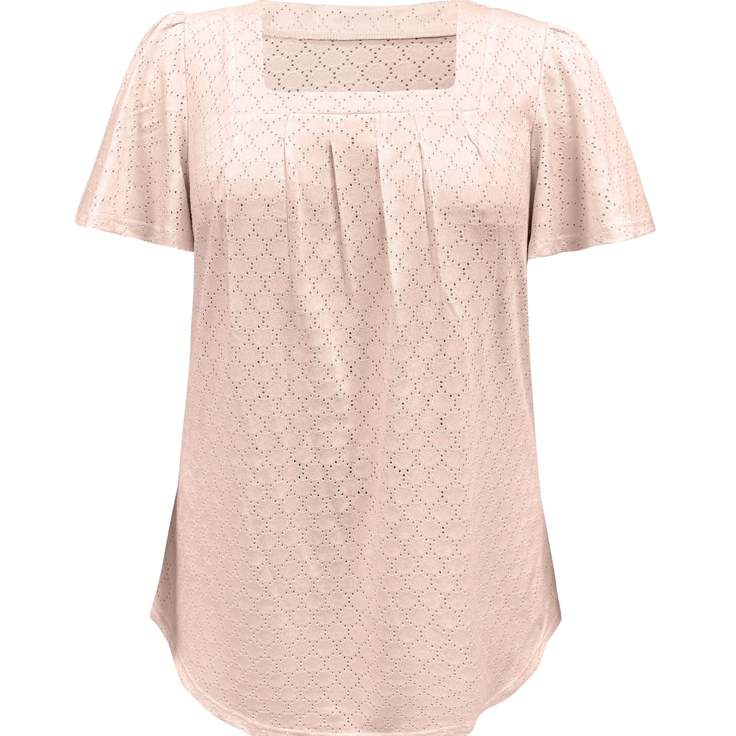 Plus size spring and summer fashionable and elegant hollow top loose ruffle sleeves.