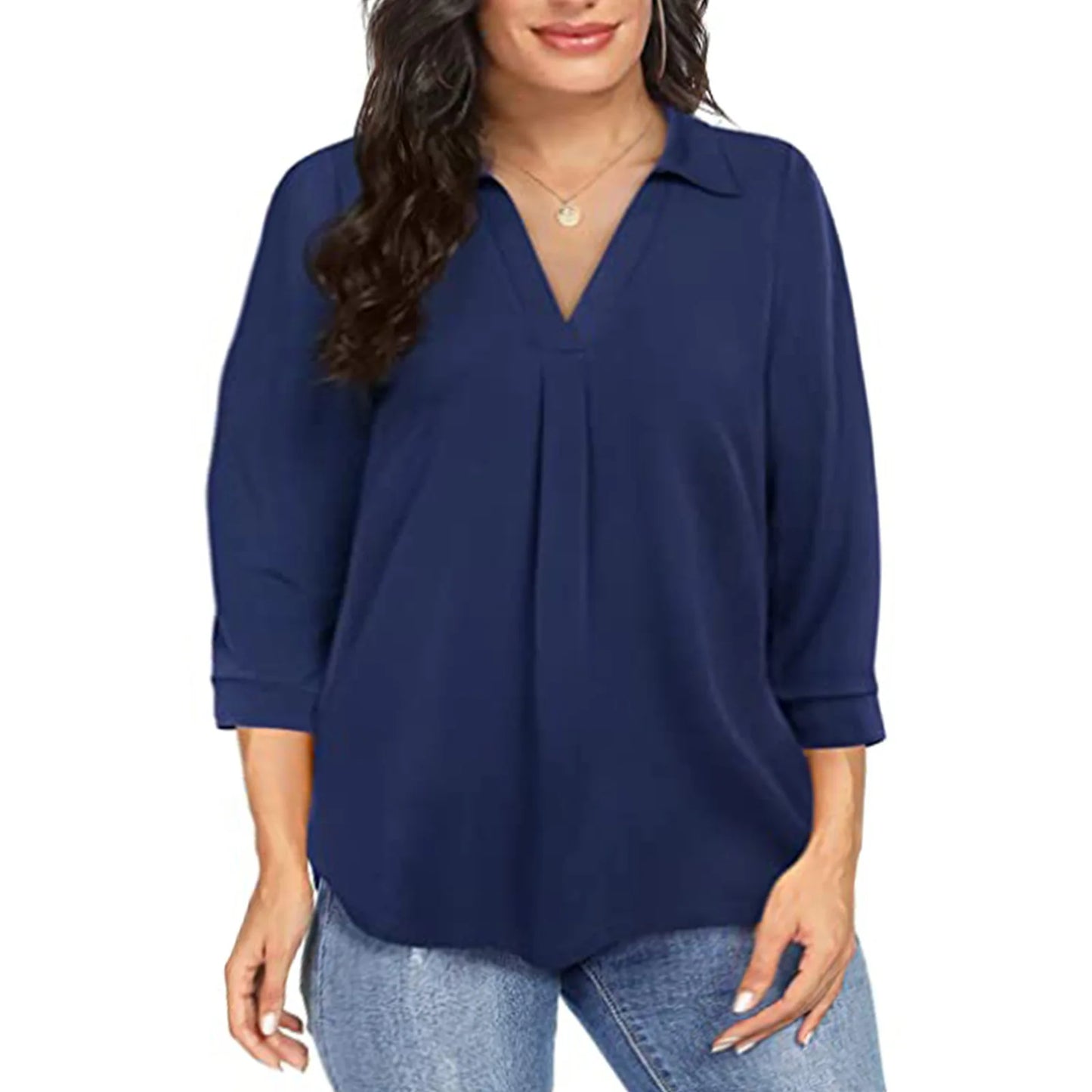 Women's Plus Size loose V-neck shirt top