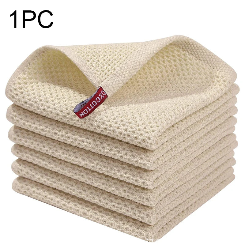 Cotton Rag Honeycomb Grid Dishcloth Towel Soft Absorbent Breathable Quick-drying Dish Cloth Hand Towels For Kitchen Cleaning