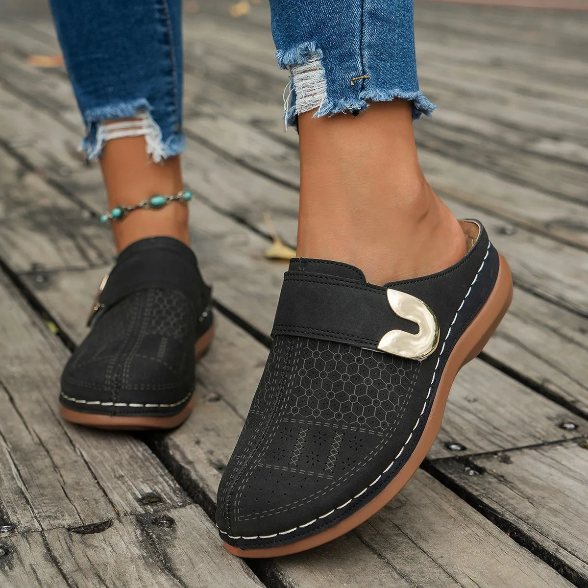 Women's Wedge  Mules Slip-On Platform with Comfort.