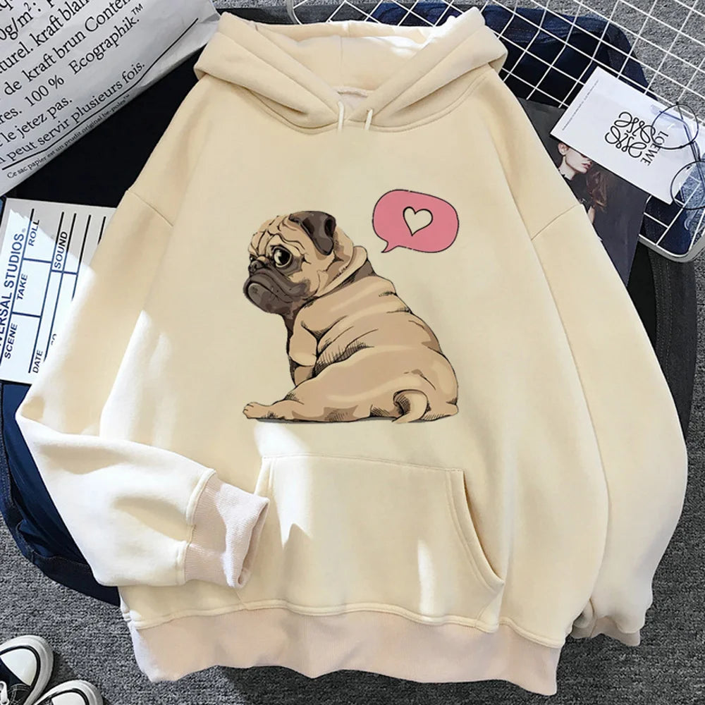 Pug hoodies women Fleece long sleeve  Hoodie.   XS-2X